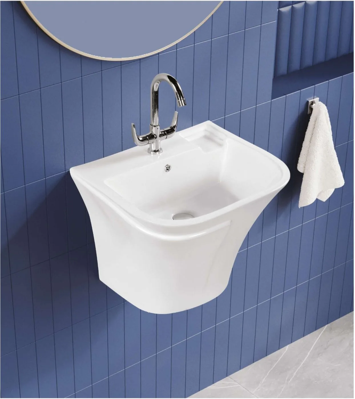 Wash basin in a finished bathroom