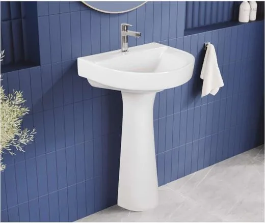 ZARA White Beta Basin + Delta Pedestal 502 wash basin + pedestal