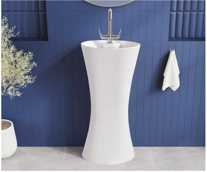 ZARA White Cosmo 15002 one piece basin in a bathroom setting