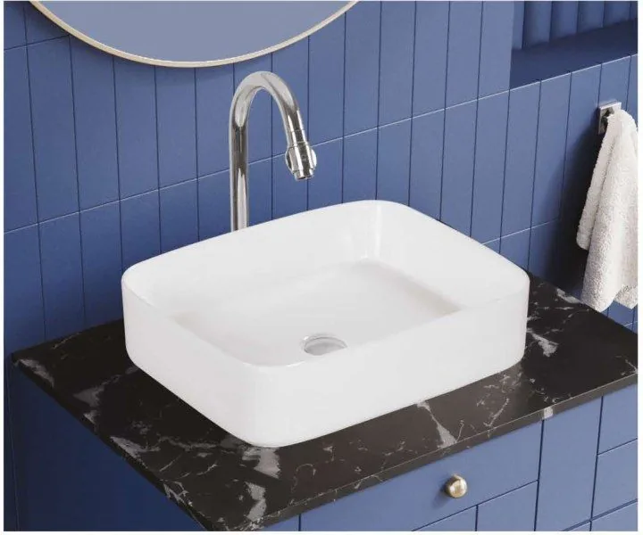 ZARA White Table Top 420 table top basin in a bathroom setting